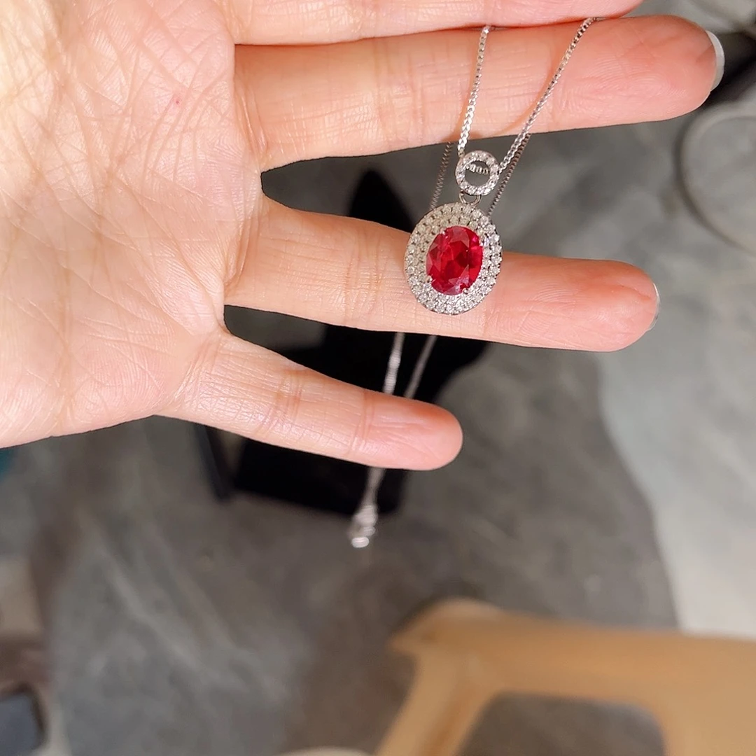 颈饰银S925镶嵌红宝石