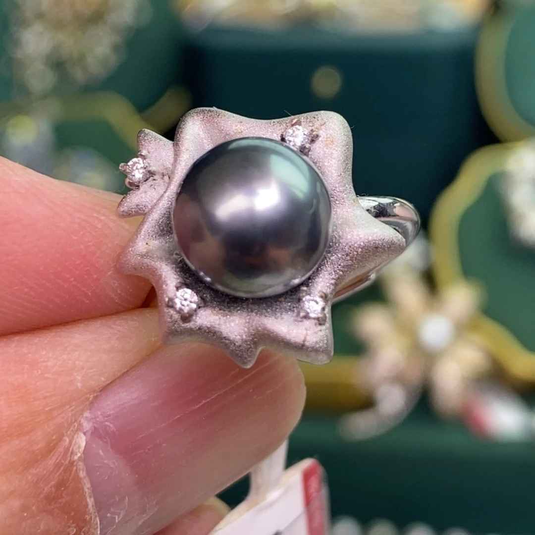 银S925镶嵌戒指海水珍珠