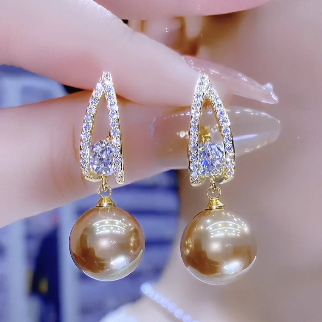 铜合金仿珍珠耳饰 气质时尚百搭优雅轻奢法式珠珠耳环