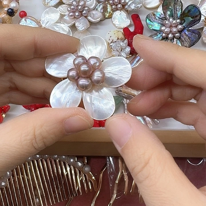 淡水珍珠发饰银S925镶嵌✨***灬