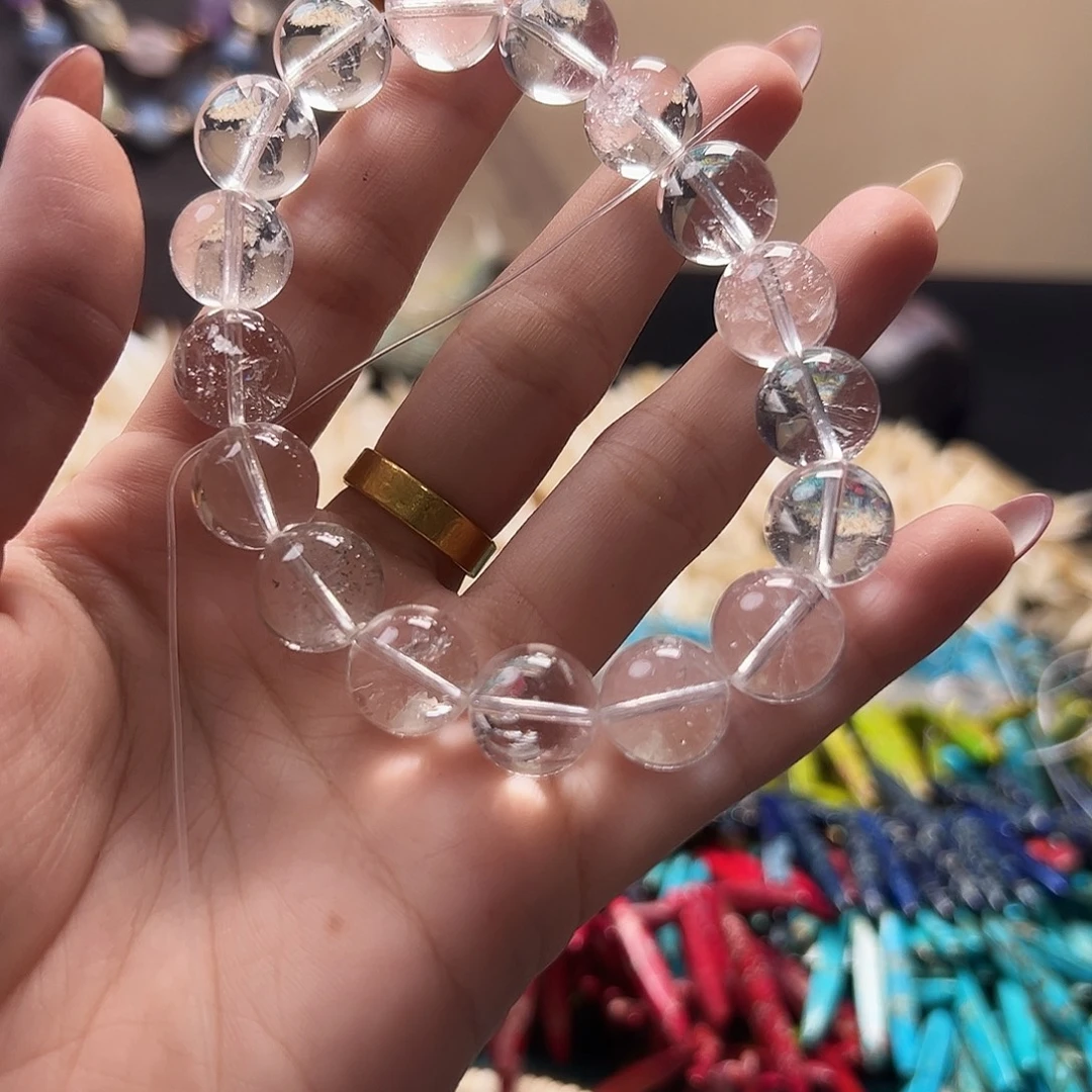 格****玛瑙/玉髓合金珠宝半成品j120 白水晶12m 一条