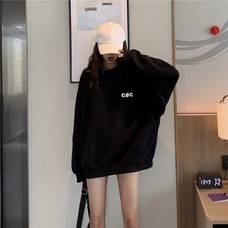 黑色ins超火卫衣女秋季薄款2025年新款下衣失踪宽松加厚小众外套