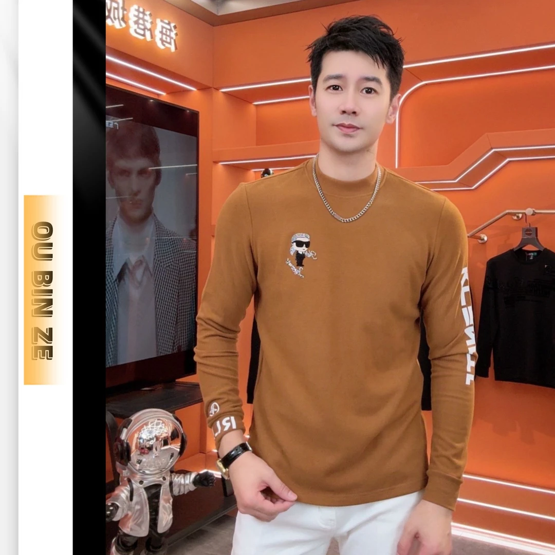 清 欧彬泽【杰瑞】欧货超柔软打底衫长袖秋冬男装中高领T恤9803
