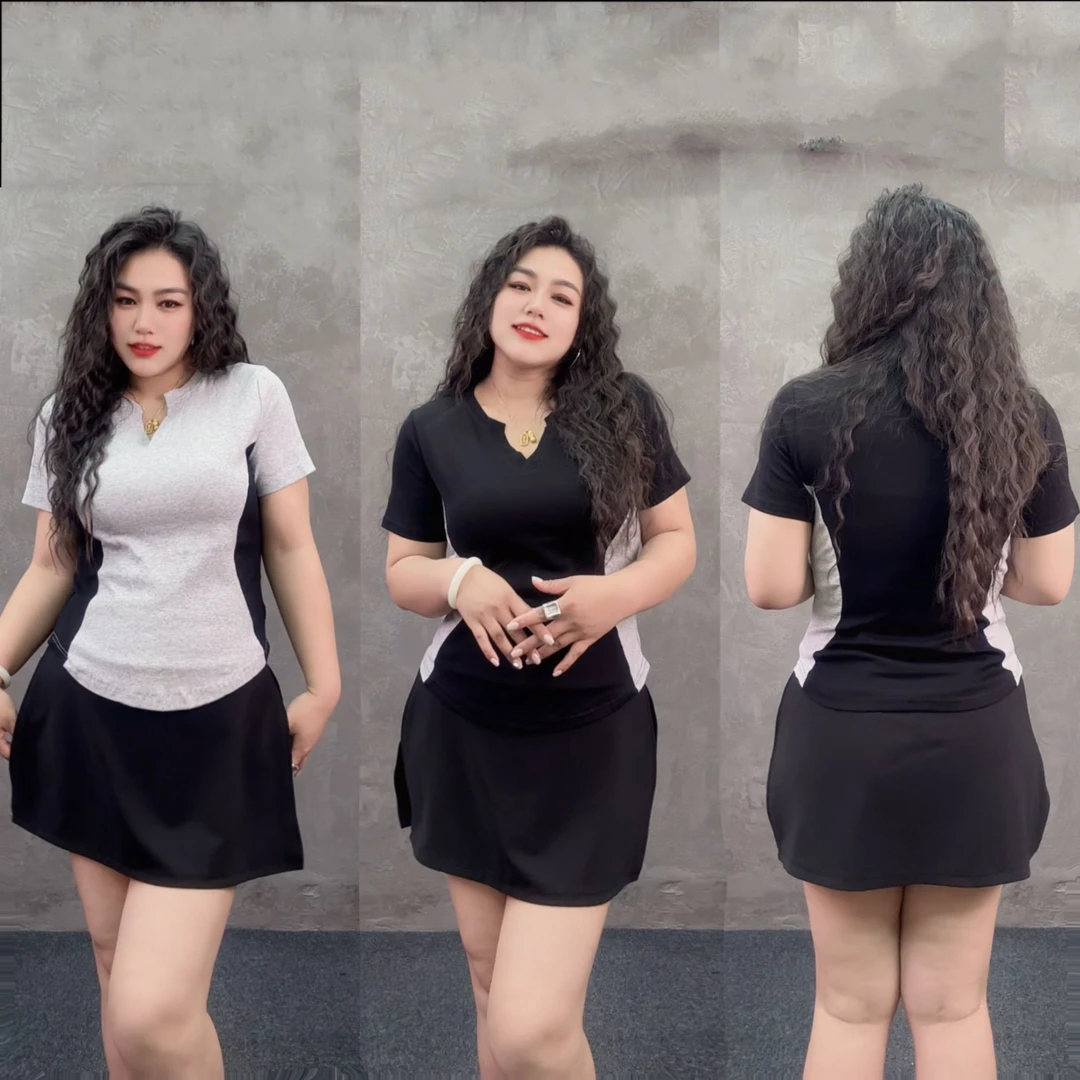 宋美人【腰精新宠】大码女装显瘦收腰拼色打底上衣1235