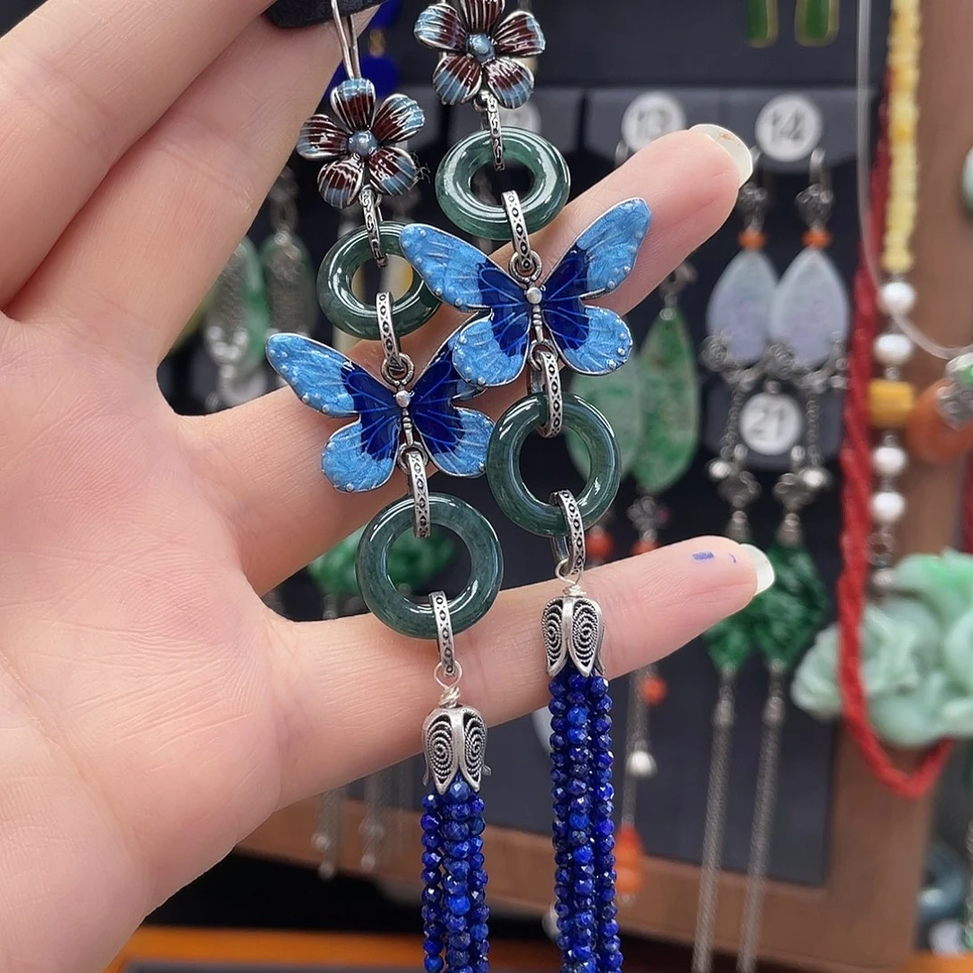 翡翠耳饰银S925镶嵌万*呢008hjmhhhj