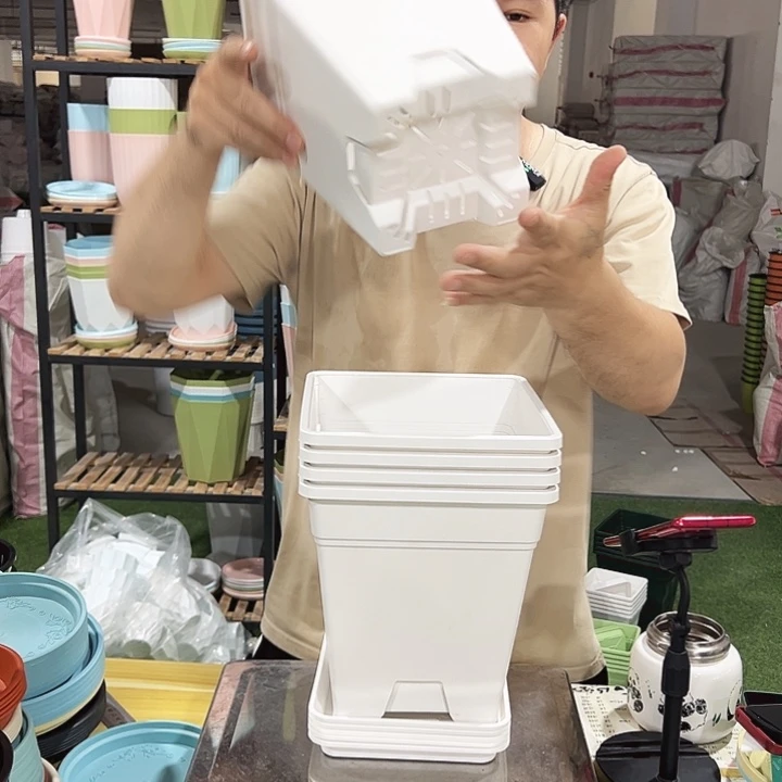 正品方盆口20高22白色5个带托