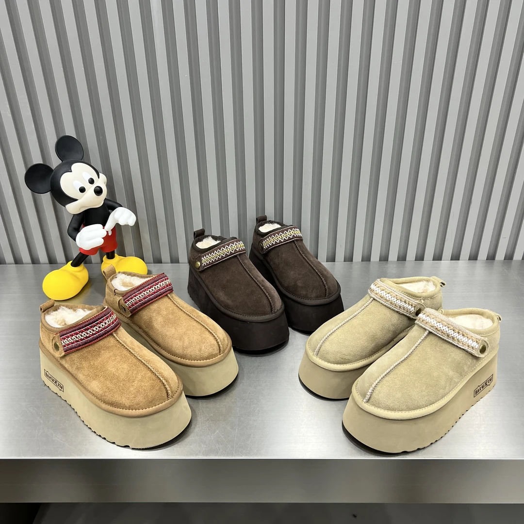 时尚休闲百搭厚底鞋托潮鞋加绒加厚平底秋冬冬季低帮