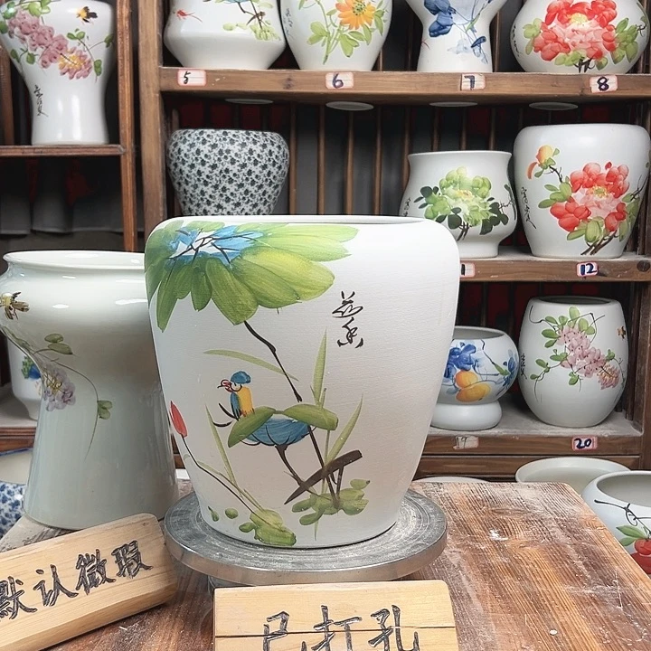 摆件苹果荷花鸟新款陶瓷