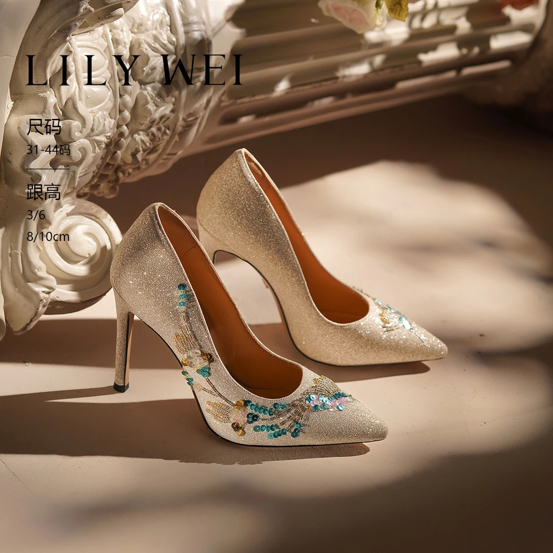 Lily Wei【青鸟】原创重工设计感高跟鞋新中式新款单鞋大码414243