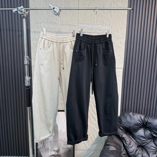小算盘轻奢风高克定制水洗免烫柔软舒适立体剪裁直筒休闲裤34398