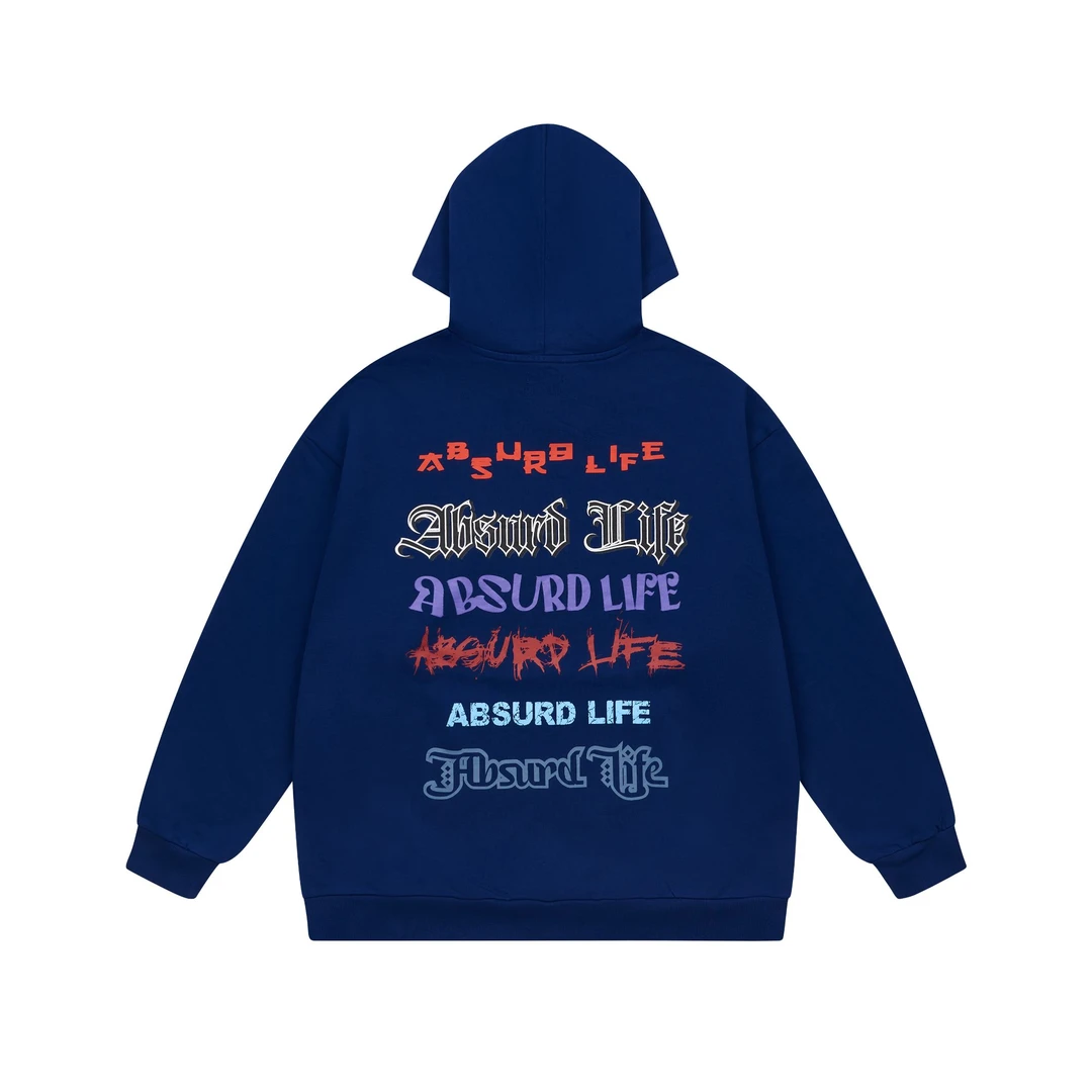 AWAKN 荒诞人生 复古印花卫衣连帽美式帽衫秋冬亚扣许文皓同款