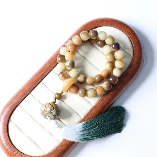 原创手作 多宝虎皮老型珠手持+2香 菩提根