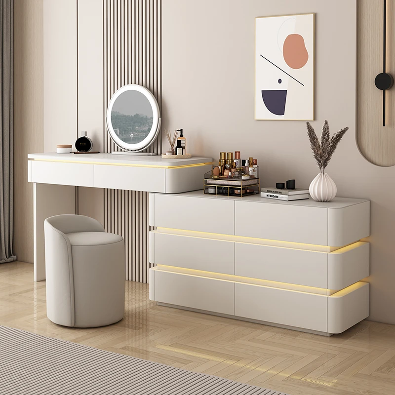 (新款福利价)梳妆台奶油风化妆桌可伸缩床尾柜斗柜收纳柜化妆台