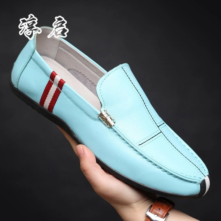 淳启男鞋白色豆豆鞋青年新款时尚男士一脚套时尚休闲皮鞋驾车鞋潮