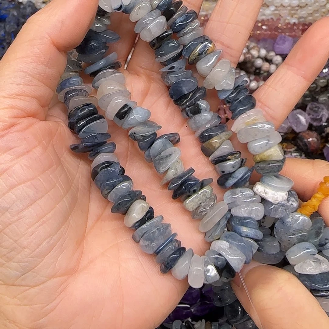 玛瑙/玉髓合金珠宝半成品蓝发晶8-10mm一条