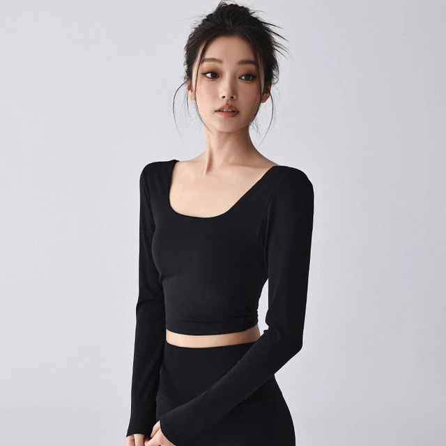 MAIAACTIVE瑜伽服上衣女露背速干长袖t恤美背跑步训练健身衣套装