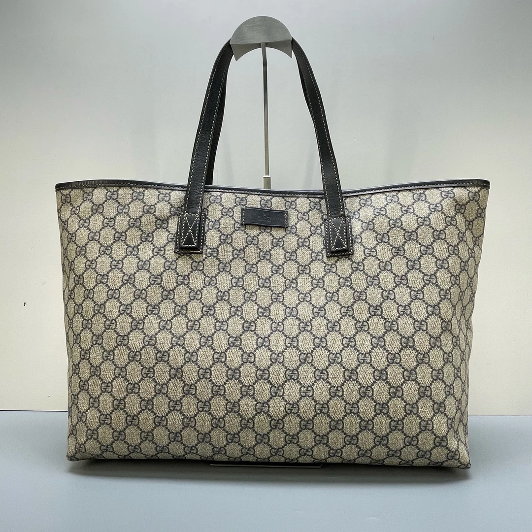 95新 GUCCI/古驰 优选/蓝拼老花大号托特包无黑标款/42×30×12