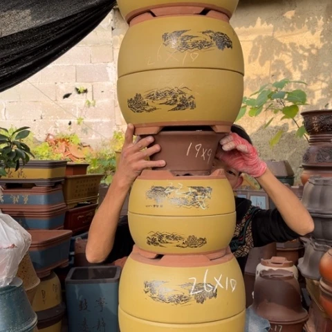 紫砂花盆特价包邮送盒