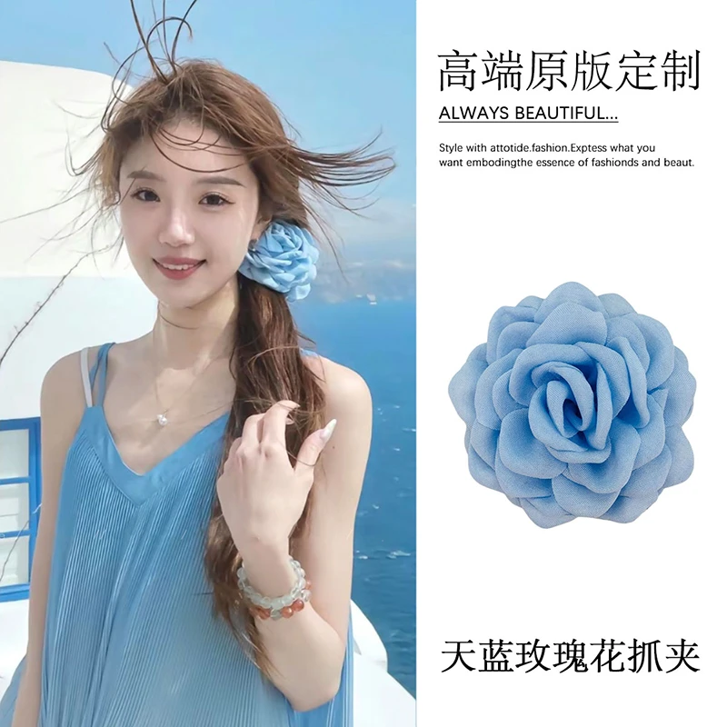 温柔风~玫瑰花朵抓夹女超仙法式ins鲨鱼夹子后脑勺盘发夹百搭甜美