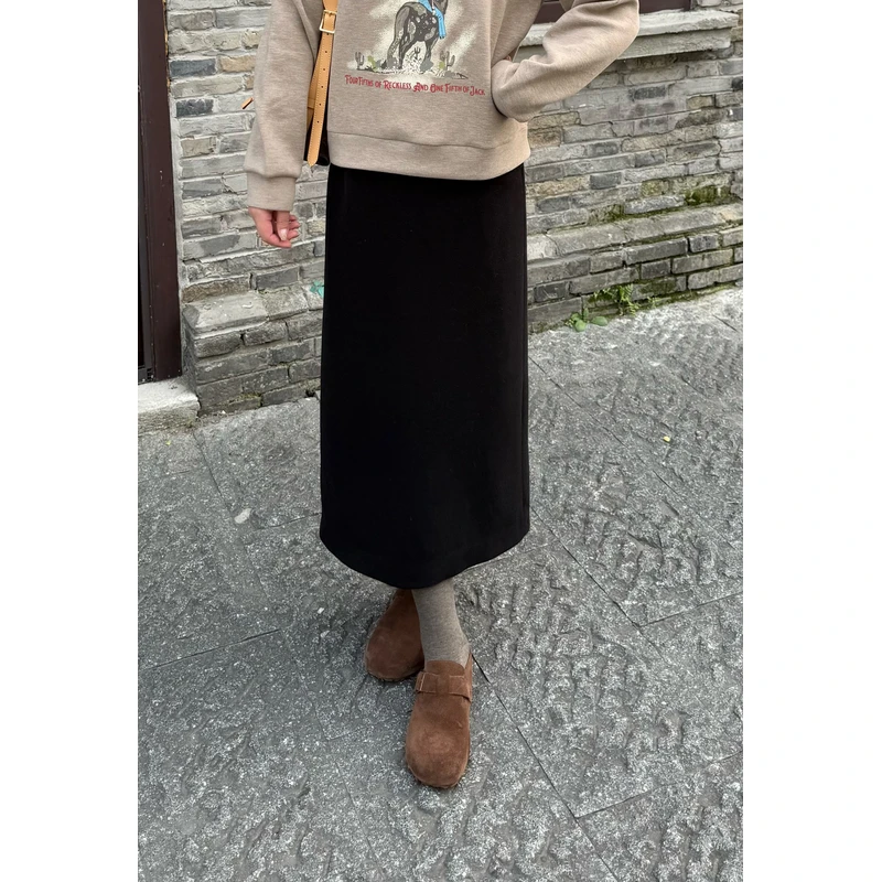 NANJIE/楠姐【松弛半裙】秋冬气质百搭直筒毛呢半身裙XNS6695