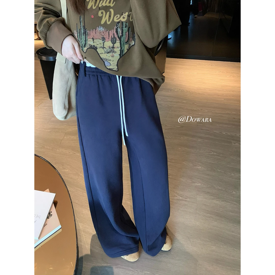 现货大婉酱微胖定制【保温卫裤】百搭长裤高腰显瘦加绒直筒裤2702D