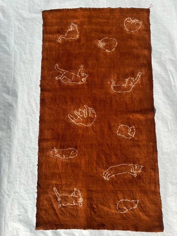 薯莨染型糊染布料长90厘米宽48厘米