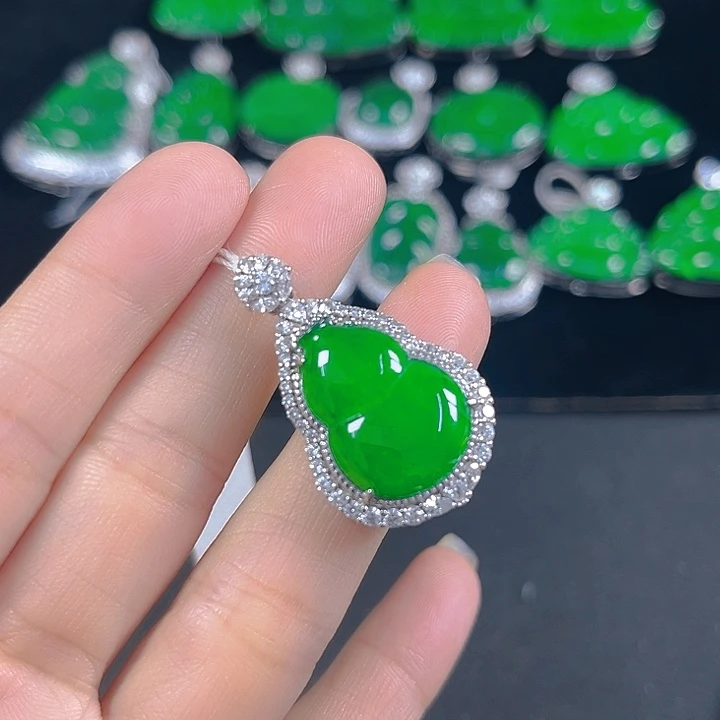 翡翠银S925镶嵌吊坠(不含链)