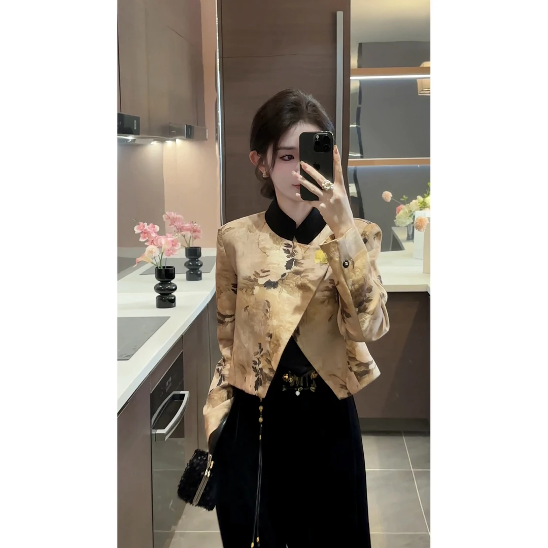 【周粥】【黑金】秋冬新款新中式国风复古禅意上衣显瘦气质JJQTZ5877