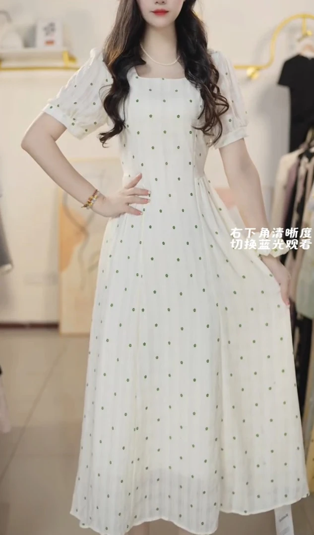 K801新款连衣裙女夏季新款超仙白色长款裙子收腰显瘦森系气质裙子