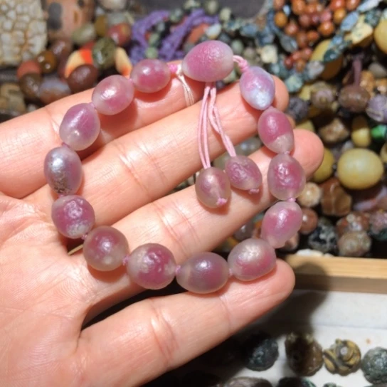 石材粉糖心原石手链