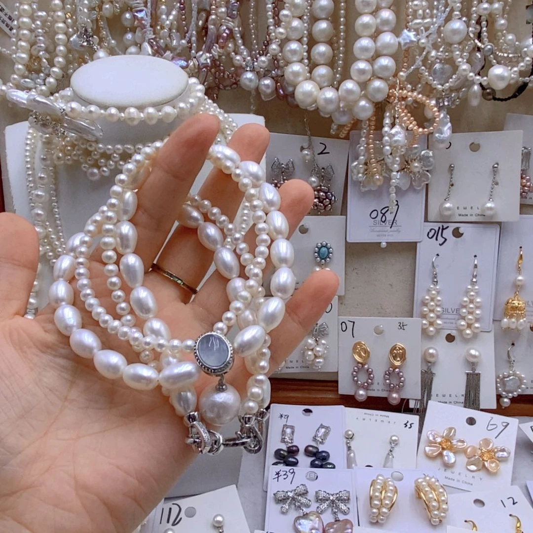 淡水珍珠手绳银S925镶嵌丁*点