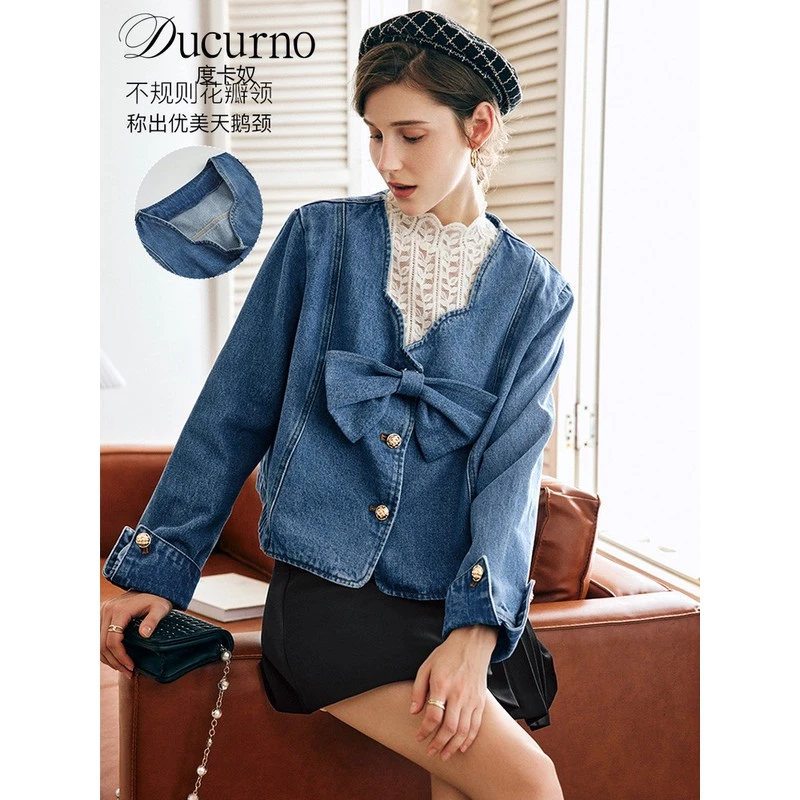法式牛仔外套女秋季2025年新款时尚复古百搭宽松设计感小个子上衣