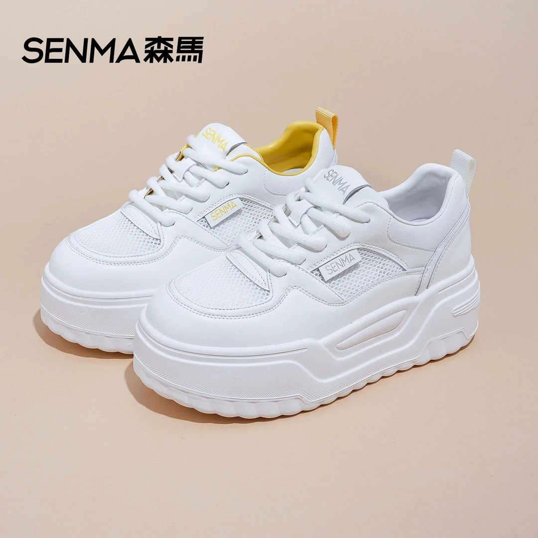 【隐形增高6cm】百搭厚底2025小白鞋拼色ins时尚休闲女鞋