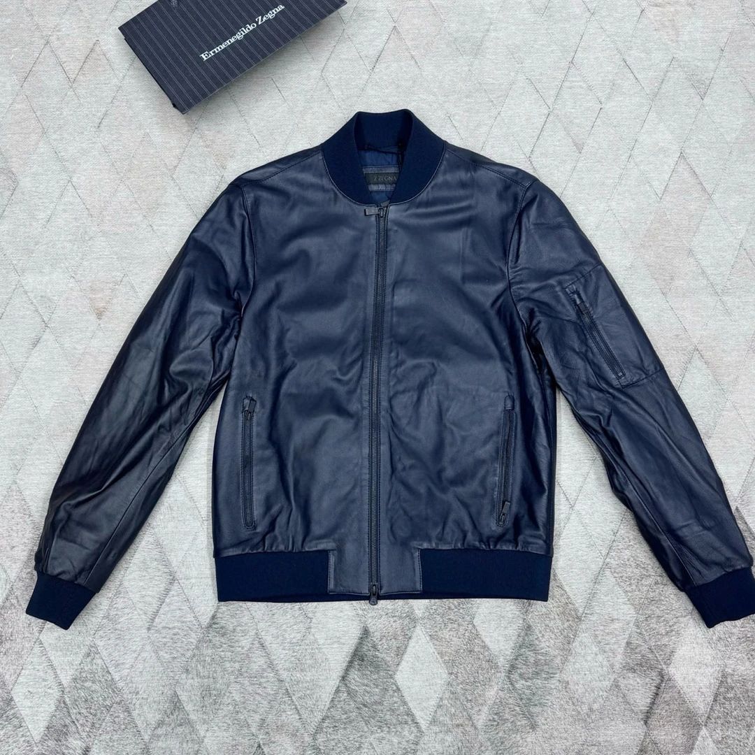 未使用 ZEGNA 134644 薄夹棉羊皮外套夹克外套