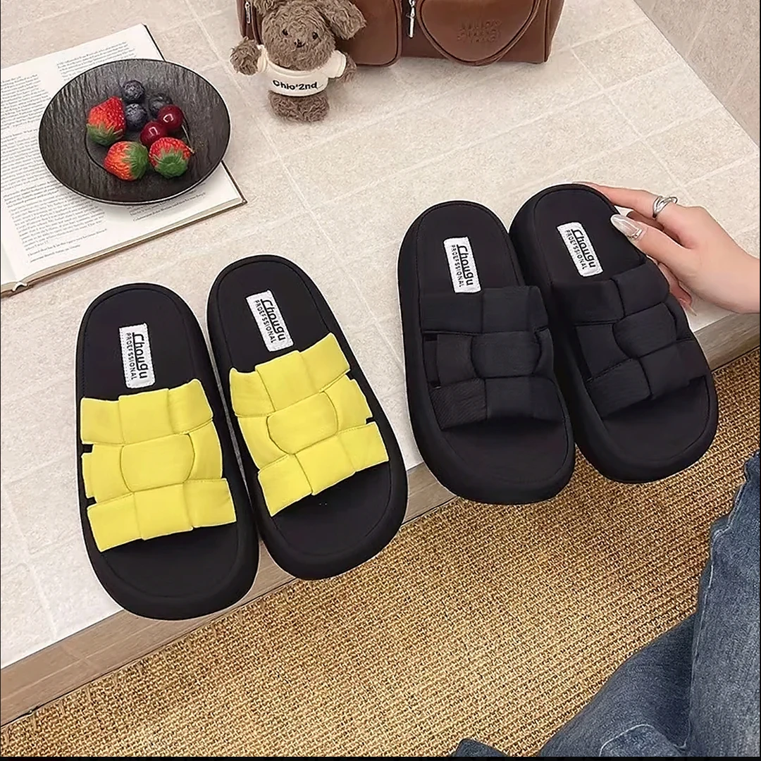 韩国潮流网红时尚夏季外穿简约厚底拖鞋防滑软底