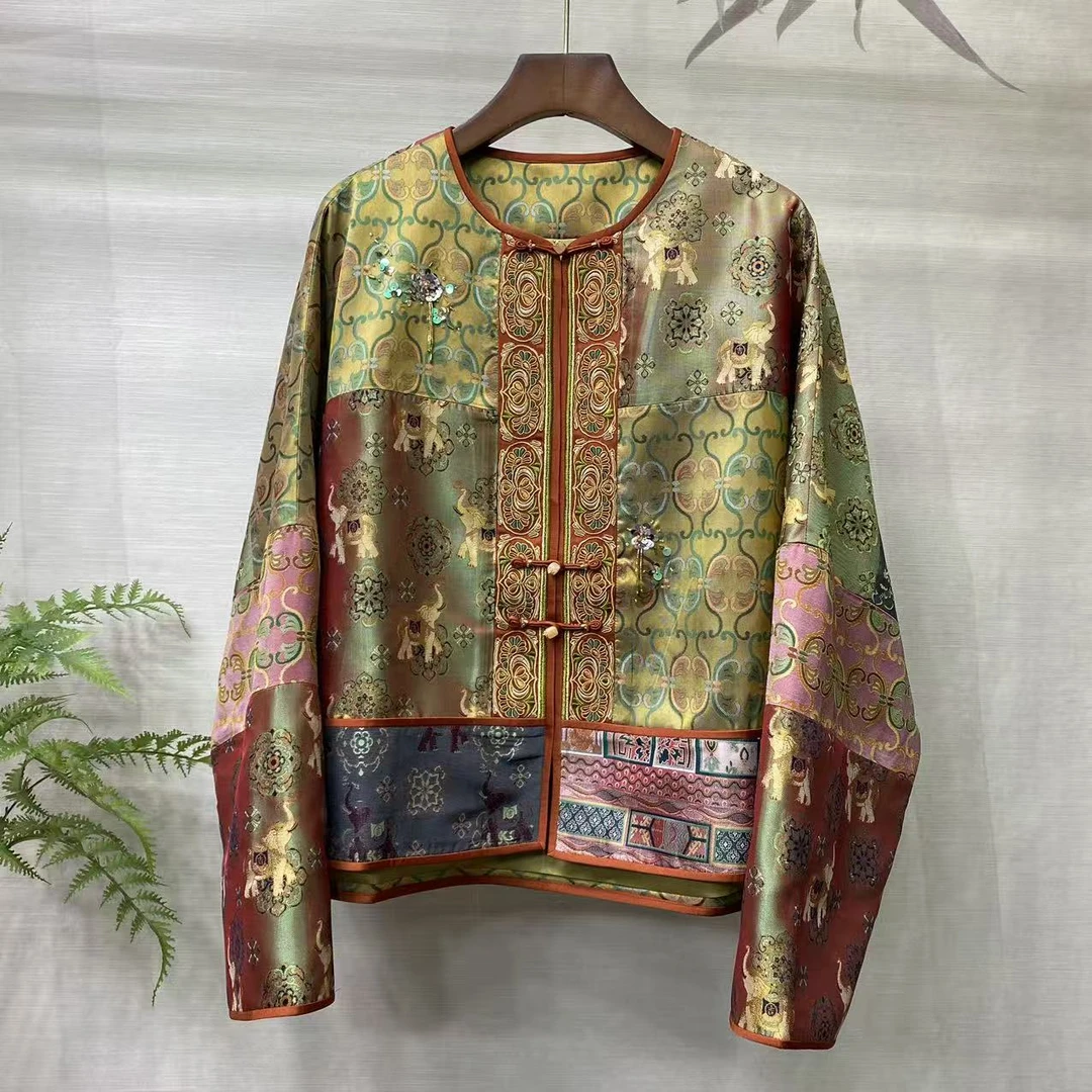 知羽.香云【锦上芸汐】国风高定蜀锦桑蚕丝刺绣宽松版外套ZY1610