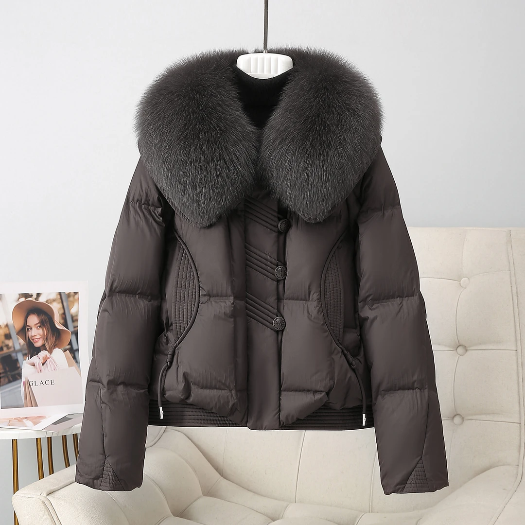 2025冬季新款大毛领翻领棉服女装设计感韩版宽松显瘦加厚保暖外套