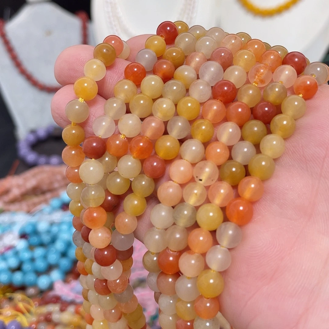 合金半成品玛瑙/玉髓金丝玉6m散珠