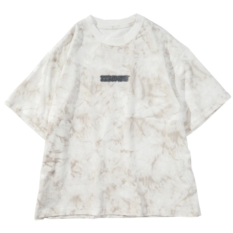 Y7816男童夏装扎染做旧字母印花T恤时髦短袖潮牌童装洋气半袖