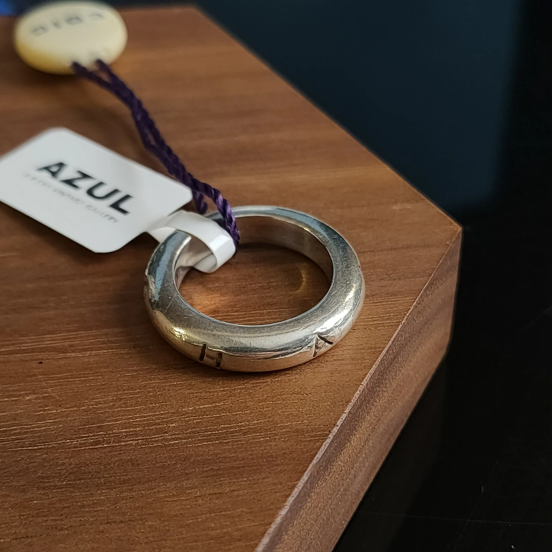 95新 Chanel/香奈儿 Azul-925白银圆环字母52码戒指 43689