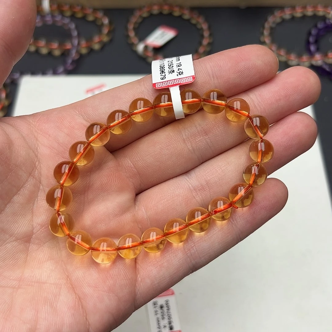 黄晶手链未镶嵌秋*巴西暴力黄全净8.6