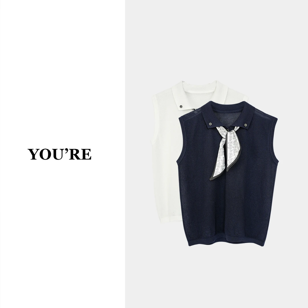 《YOU'RE 》老钱风松弛感丝巾无袖T恤YR8749