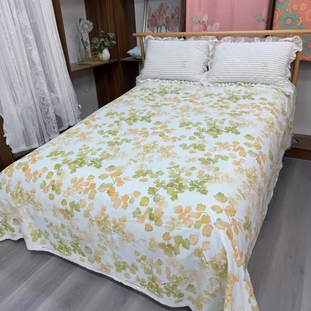 2.5×2.3米做床单，加密原棉帆布双经双纬细纱粗布贴身透气【翡翠叶】