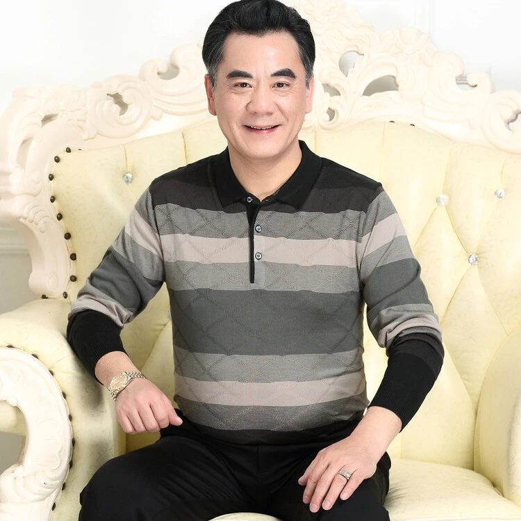 春季中年男装长袖t恤爸爸装