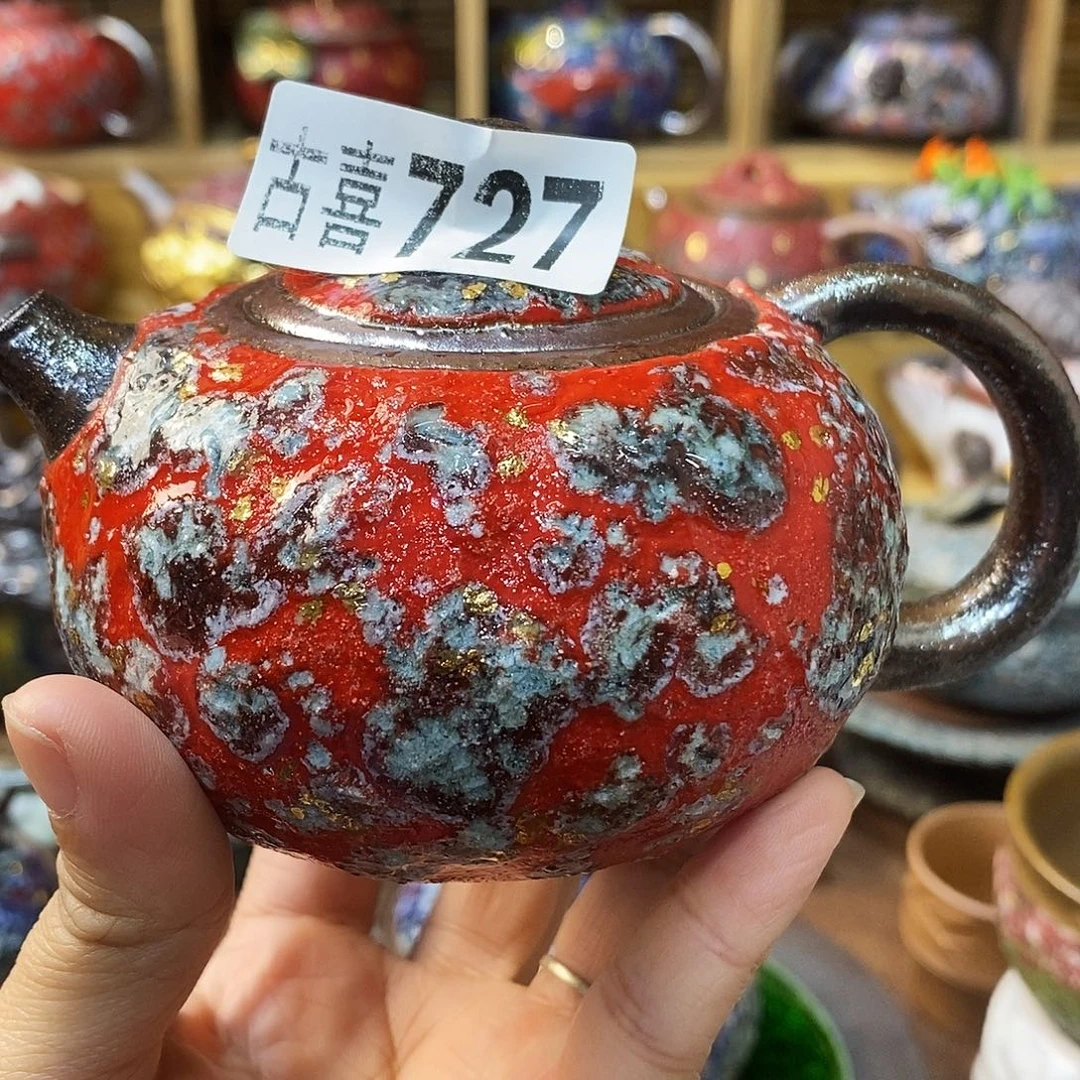 清***月粗陶柴烧志野茶器