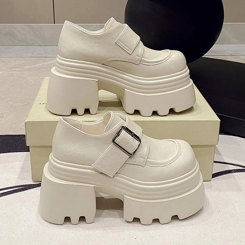 【JTG&SHOES 官方】网红韩版甜酷质感厚底亮皮JK小皮鞋女增高乐福