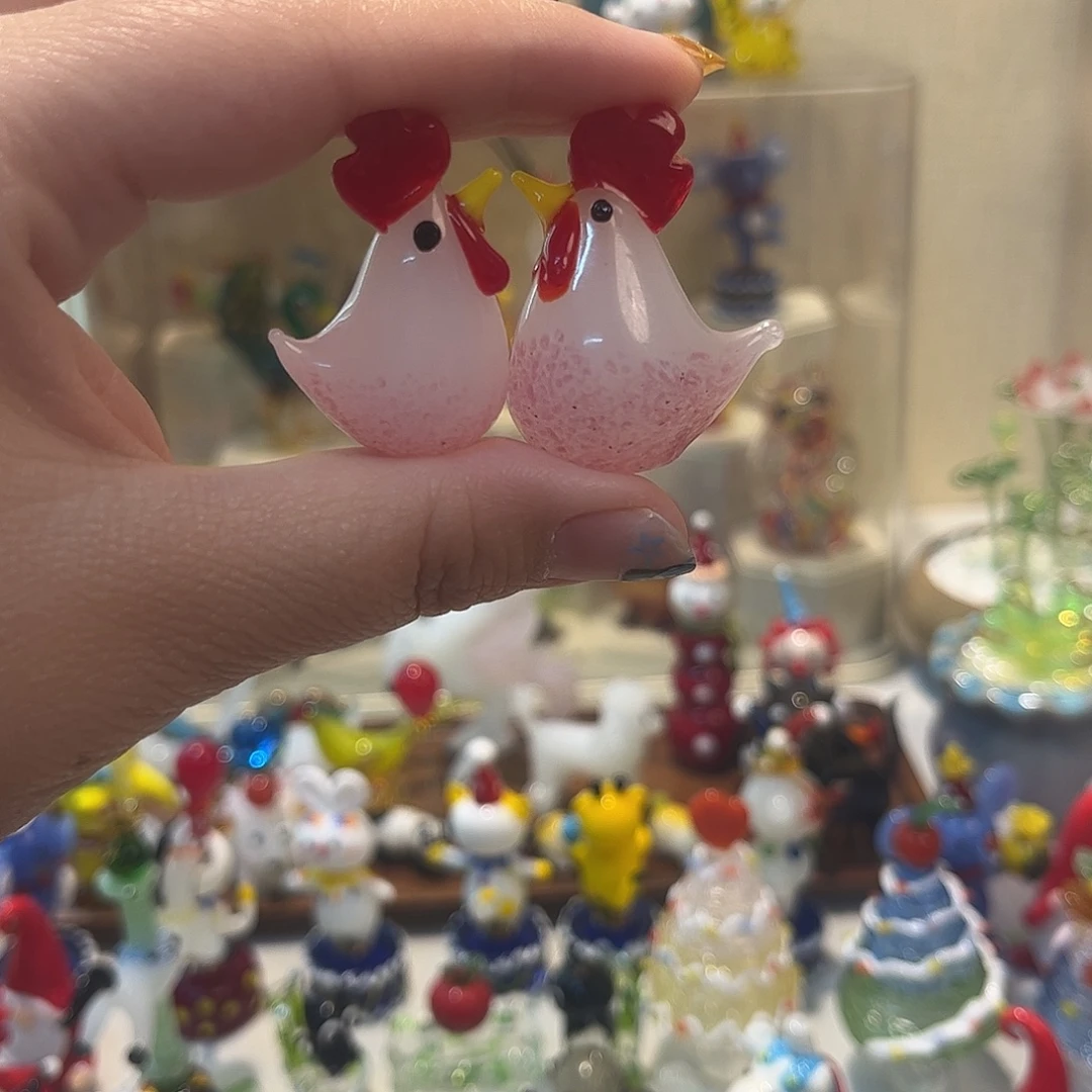 琉璃手工艺品一对咕咕鸡