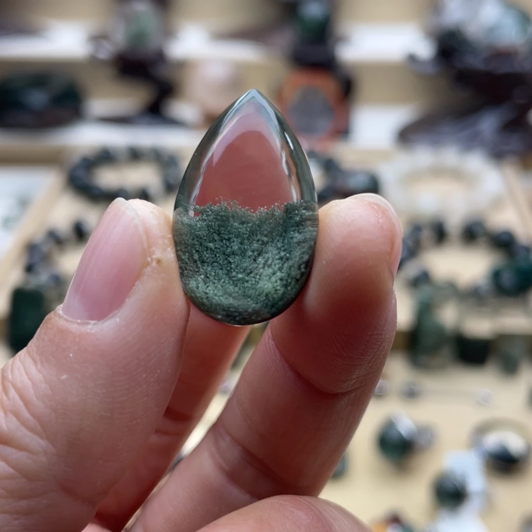 颈饰水晶未镶嵌绿幽灵聚宝盆水滴