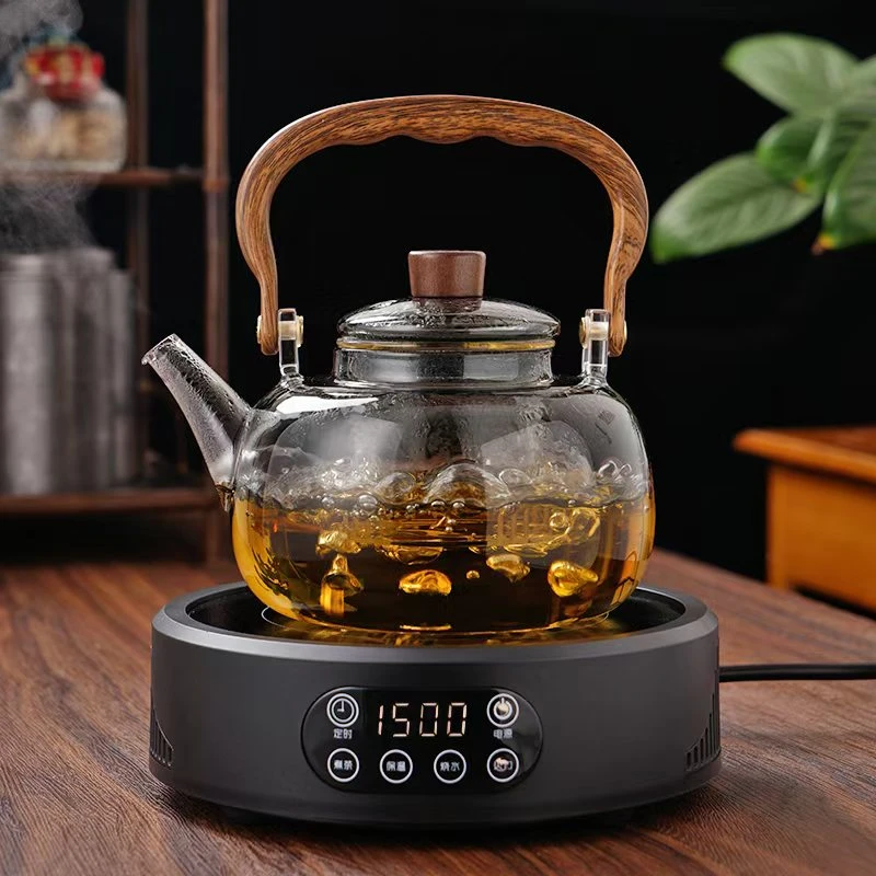 新款康米数显电陶炉煮茶器加热烧水煮茶玻璃茶具套装带内胆过滤