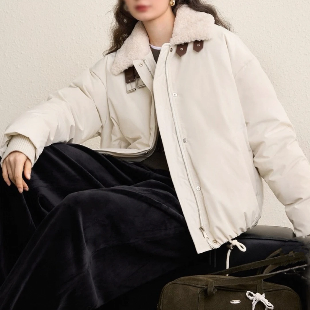 白鸭绒短款加厚羽绒服女冬季外套